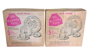 Old Curiosity Shop Royal Green 5pc Complete Place Setting Pair By Marshall Burns Pottery (BR2)