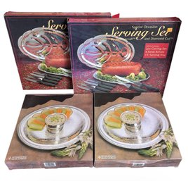 Sterlingcraft Serving Set Pair & International Silver Co Serving Trays 4pc (BR2)
