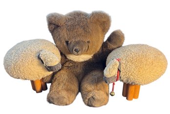 Dept 56 Wooly Sheep Plush Figurines & Bennington Bear (LR)