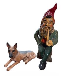 Garden Gnome & German Shepherd Statues (BR2)