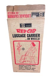 MCM Snyder Red Cap Luggage Carrier On Wheels In Original Box (BR2)