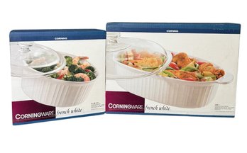 Corning Ware French White Casserole Dish Pair 2.5QT & 4QT (BR2)