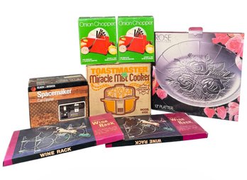 Black & Decker Can Opener, Wine Racks, Onion Choppers, Mist Cooker & Rose Serving Platter (BR2)