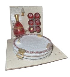 Murano Italian Glass Vanity Tray, Decanter & Glasses New In Package! (BR2)