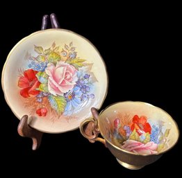 Aynsley Fall Floral Tea Cup And Saucer