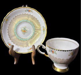 Tuscan English Pink Honeycomb Tea Cup And Saucer