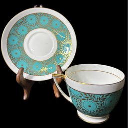 Mintons Teal Looped Tea Cup And Saucer