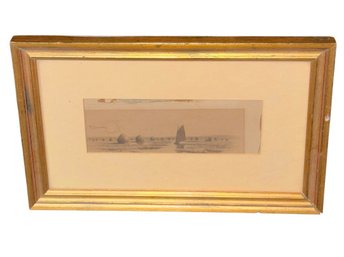 Old Sailing Ship Art Print In Gold Tone Frame