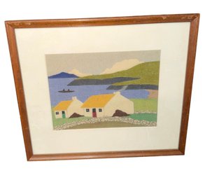 Cottage By The Sea Original Framed Felt Artwork