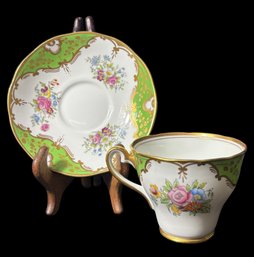 Salisbury Green And White Floral Tea Cup And Saucer