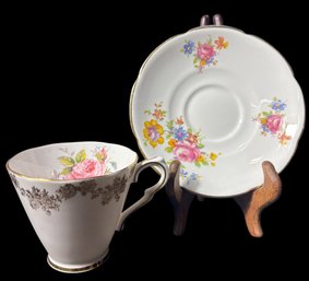 Collingwood Gilded White Floral Tea Cup And Saucer