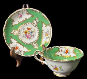 Royal Chelsea Green Floral Tea Cup And Saucer