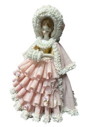 German Dresden Porcelain Laced Dress Figurine