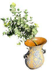 Formalities By Baum Bros Stoneware Vase With Faux Plant