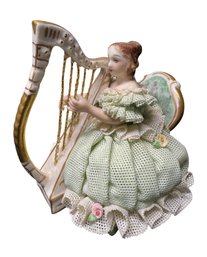 Irish Dresden Porcelain Lace Dress Celtic Melody Figurine Christine Emerald Collection