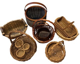 Collection Of Handled Wicker Baskets 9pc