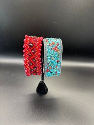 2 Beaded Cuff Bracelets