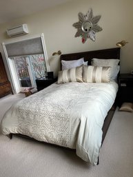 Ethan Allen Wooden Framed Queen Bed, Includes Mattress/Some Bedding (M)