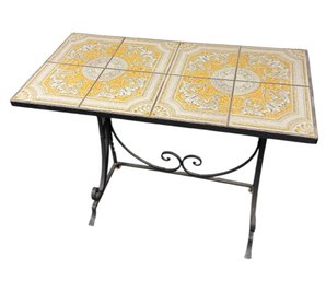 Mosaic Tile Top Wrought Iron Base Table
