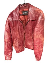 Giverny Mens Red Faux Leather Jacket Size Large