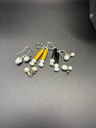4 Pair Pearl Earrings & 2 Singles