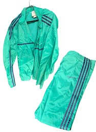 Adidas Green Vintage Windbreaker & Pants Pair Mens Large