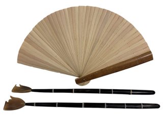 Bamboo Folding Fan & Decorative Back Scratchers (BR1)
