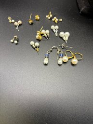 12 Pairs Of Pearl Like Earrings