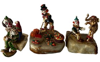 3 Ronald Lee Signed Clown Figurines (SL)