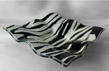 Zebra Print Glass Square Bowl (SL)