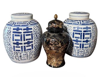 Chinese Blue & White Ginger Jar Pair, Japanese Tenmoku Jar (BR2)