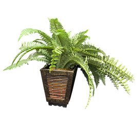Bamboo Style Planter With Faux Fern