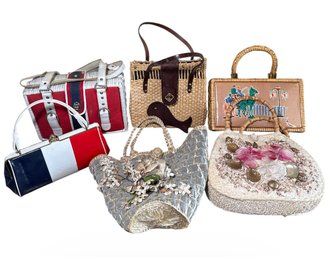 Vintage Ladies Hand Bags & Purses 6pc (H2)