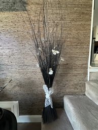 Back Stick Decor With Flowers And Lace Bow (SL)