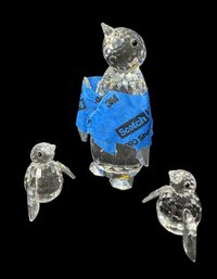 Swarovski Crystal Penguin Figurines 3pc