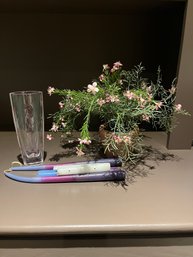 Lenox Vase With Pink Detail, Faux Pink Pant & Small Candle (D)