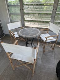 Patio Table And 3 Bamboo Folding Chairs (E)