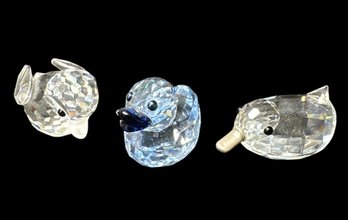 Swarovski Crystal Duck Figurines 3pc