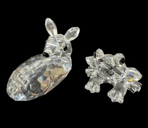 Swarovski Crystal Deer & Frog Figurines 2pc