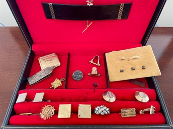 Cuff Links & Tie Pins 14k, GF And Costume & Sterling Pcs