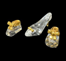 Swarovski Crystal High Heel & Small Pair Of Shoes Figurines 3pc