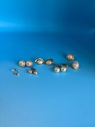 Costume Pearl Like Earrings-6 Pairs-includes 1 Clip On