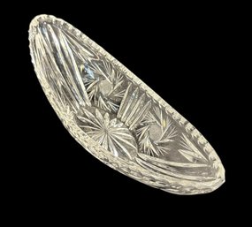Etched Glass Oval Relish Dish
