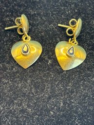 14k Sapphire Heart Earrings