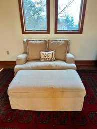 Comfortable Love Seat With Pillows & Ottoman (A)