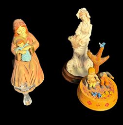 Crystal Angel, Mother Mary & Assorted Figurines 4pc