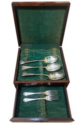 Sterling Silver Serving Spoons And Forks In Wood Case 5pc(DR)