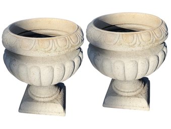French Limestone Style Outdoor Garden Planter Pair