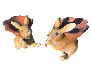Adorable Bunny Rabbit Garden Statue Pair