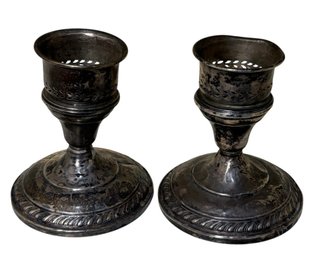 Sterling Silver Weighted Candle Holder Pair (DR)